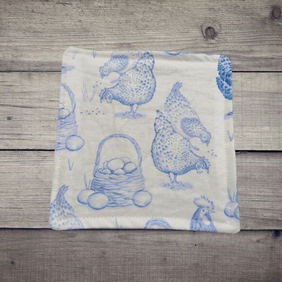 Jar Gripper, Handmade Jar Opener, Blue Chickens and Eggs - Picture 1 of 2